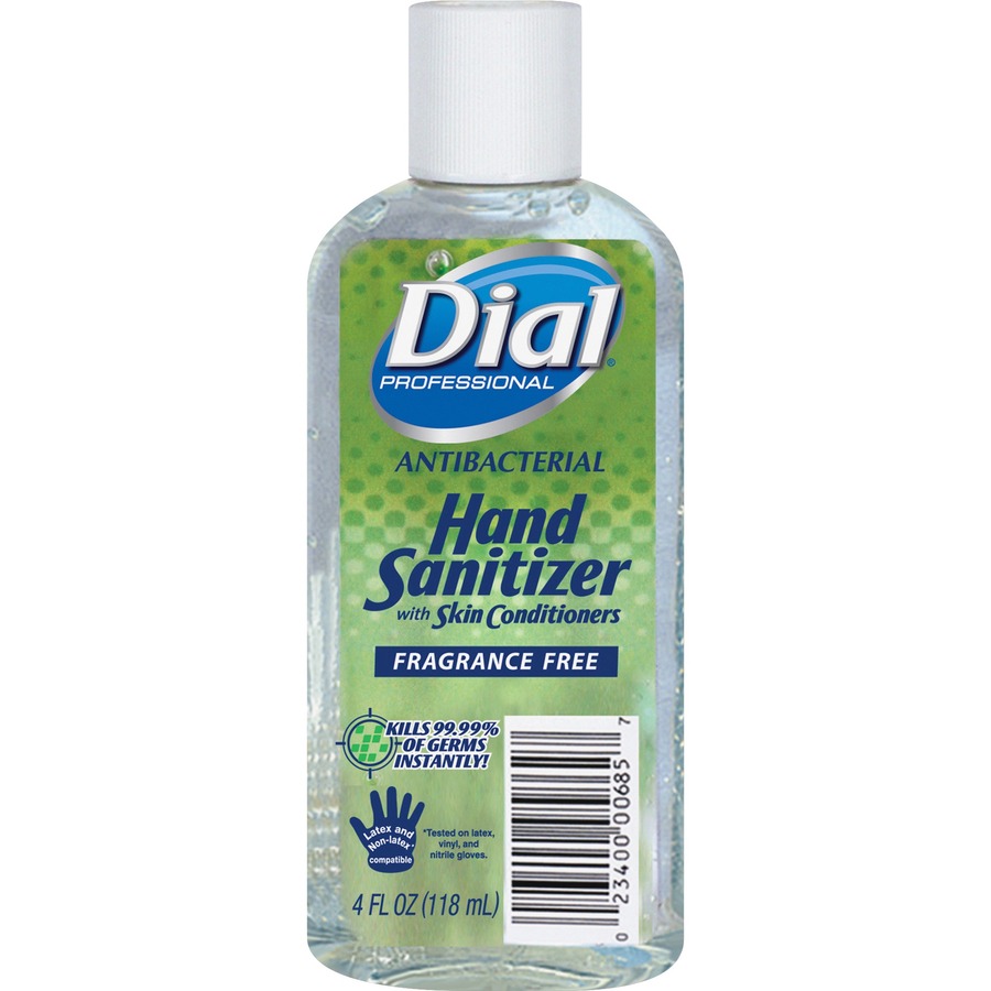 Dial Professional Hand Sanitizer - 4 fl oz (118.3 mL) - Flip Top Bottle Dispenser - Kill Germs, Bacteria Remover - Hand - Moisturizing - Clear - Fragrance-free, Dye-free - 24 / Carton Dial Professional Hand Sanitizer - 4 fl oz (118.3 mL) - Flip Top Bottle Dispenser - Kill Germs, Bacteria Remover - Hand - Moisturizing - Clear - Fragrance-free, Dye-free - 24 / Carton