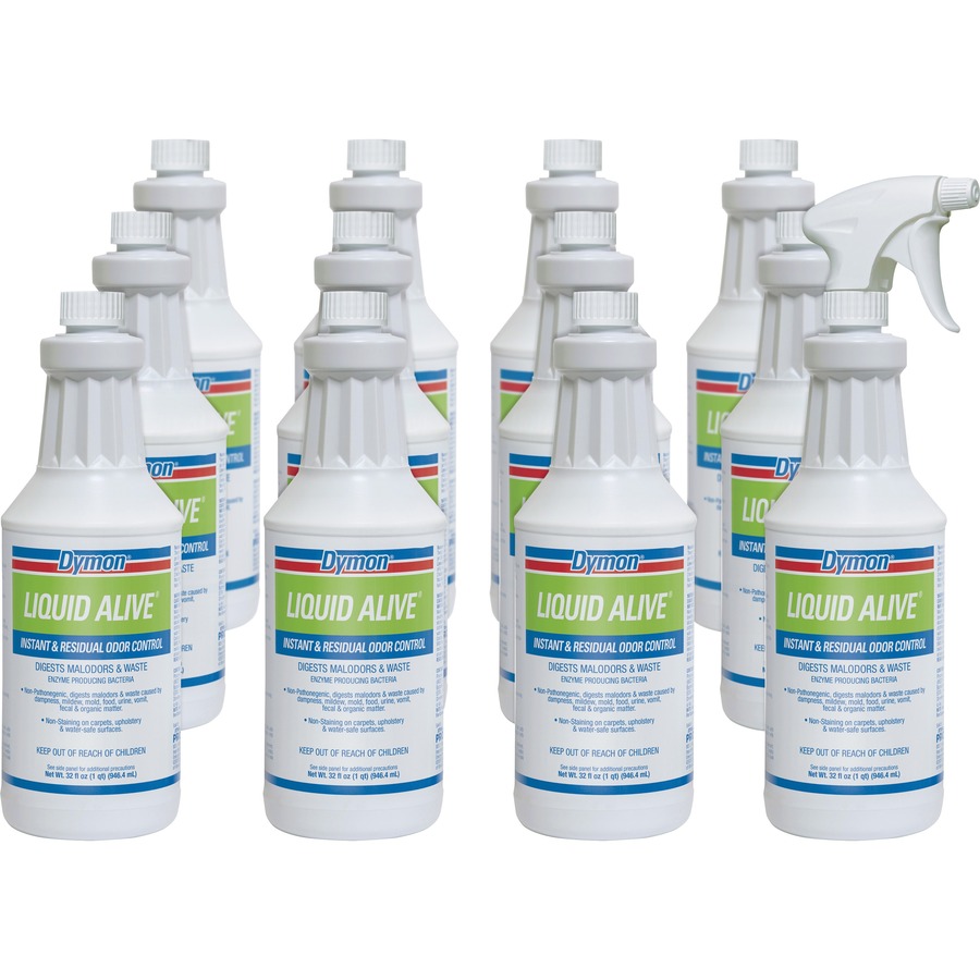 Dymon Liquid Alive Instant Odor Digester - For Multipurpose - 32 fl oz (1 quart)Bottle - 12 / Carton - Non-toxic, Non-staining Dymon Liquid Alive Instant Odor Digester - For Multipurpose - 32 fl oz (1 quart)Bottle - 12 / Carton - Non-toxic, Non-staining