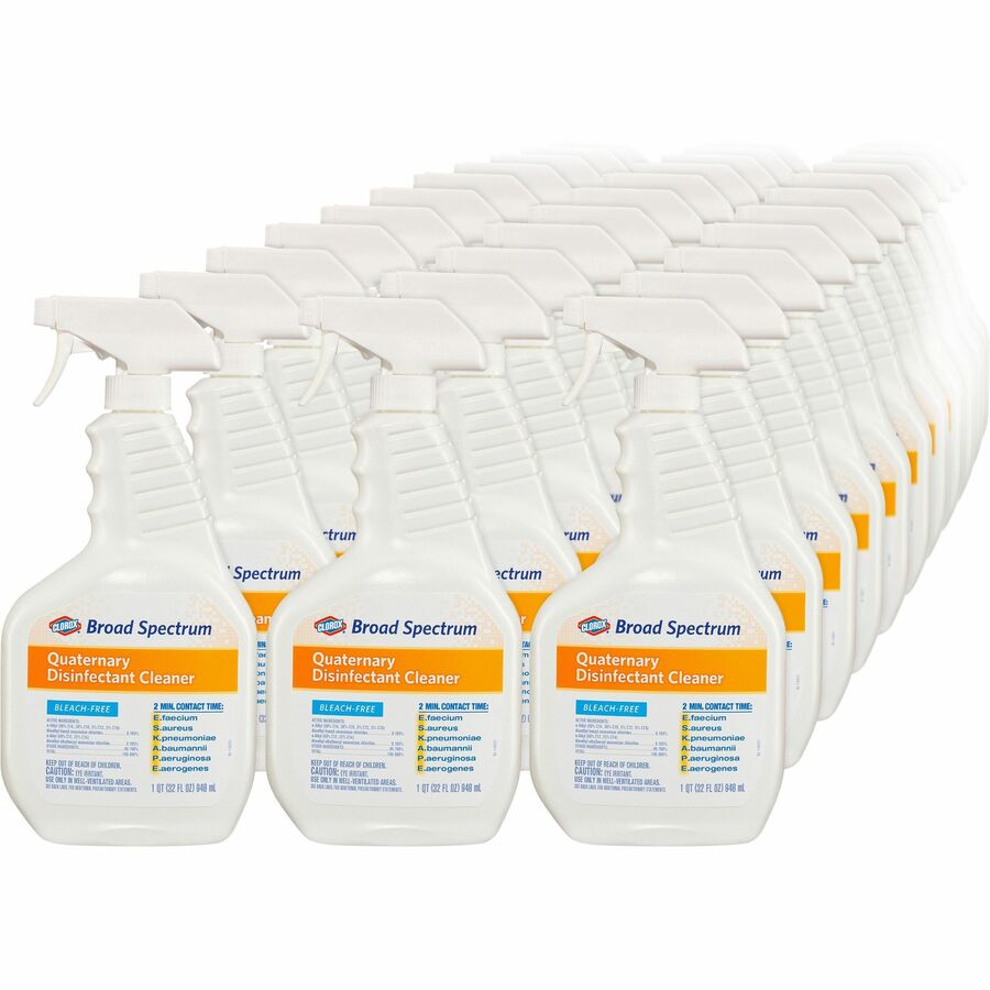 Clorox Broad-Spectrum Quaternary Disinfectant Cleaner - 32 fl oz (1 quart) - 216 / Bundle - Bleach-free, Fragrance-free, Fume-free - White