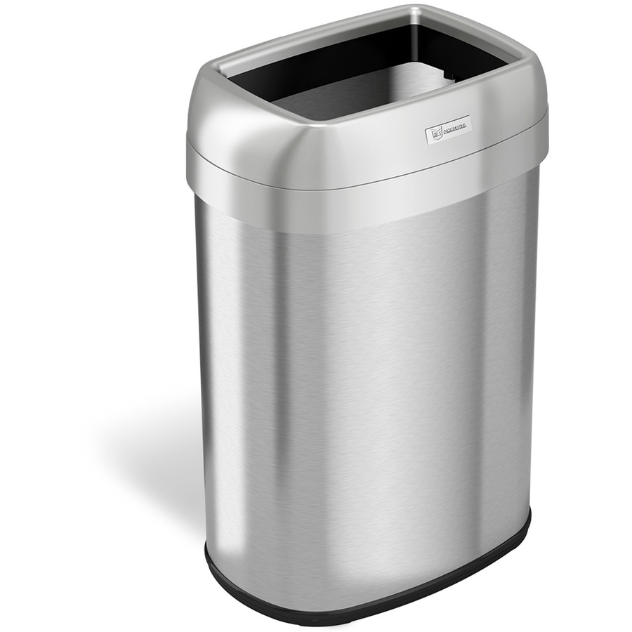 HLS Commercial Stainless Steel Open Top Trash Can - 13 gal Capacity - Elliptical - Manual - Heavy Duty, Fingerprint Resistant, Bacteria Resistant, Vented, Handle, Easy to Clean - 24.3 HLS Commercial Stainless Steel Open Top Trash Can - 13 gal Capacity - Elliptical - Manual - Heavy Duty, Fingerprint Resistant, Bacteria Resistant, Vented, Handle, Easy to Clean - 24.3