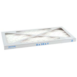 PRO-SOURCE Pleated Air Filter: Wire-Backed Pleated, MERV 8, Synthetic, 35% Efficient, 8" High, 16" Wide, 1" Deep PRO10403