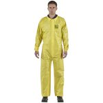 ANSELL Disposable Coveralls: Size X-Large, 0.2055 oz, Polyethylene on Bicomponent & Polypropylene/Polyethylene Non-Woven, 2-Way Zipper with Storm Flap Closure YY23-B-92-103-05
