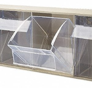 QUANTUM STORAGE 4 Compartment Ivory Small Parts Tip Out Stacking Bin Organizer QTB 304 IVORY