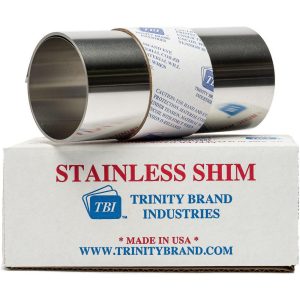 TRINITY BRAND INDUSTRIES Shim Stock: 0.005'' Thick, 100'' Long, 6" Wide, Stainless Steel M-SSN-5