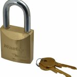 MASTER LOCK Padlock: Brass, Keyed Different, 2-11/32" High, 2" Wide 6850