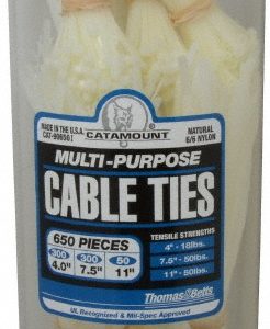 THOMAS & BETTS 4 to 11 Inch Range, White Cable Ties 90650-I