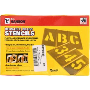 C.H. HANSON 15 Piece, 4 Inch Character Size, Brass Stencil 10014