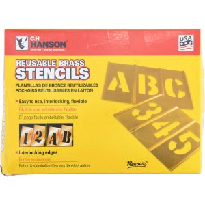 C.H. HANSON 92 Piece, 4 Inch Character Size, Brass Stencil 10154