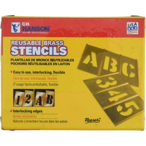C.H. HANSON 45 Piece, 1/2 Inch Character Size, Brass Stencil 10066