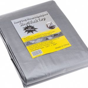 VALUE COLLECTION Tarp/Dust Cover: Black & Silver, Polyethylene, 20' Long x 12' Wide, 11 to 12 mil KSMSCSB1220