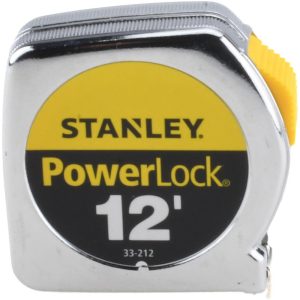 STANLEY Tape Measure: 12' Long, 1/2" Width, Yellow Blade 33-212