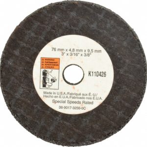 3M Cut-Off Wheel: 3" Dia, 3/16" Thick, 3/8" Hole, Aluminum Oxide 7100229883