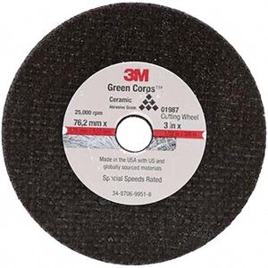 3M Cut-Off Wheel: 3" Dia, 1/32" Thick, 3/8" Hole, Aluminum Oxide 7100229882