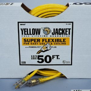 SOUTHWIRE 50', 12/3 Gauge/Conductors, Yellow Outdoor Extension Cord 2884