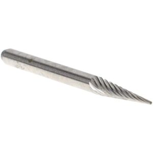 HTC TOOL & CUTTER CO. Abrasive Burr: 1/8" Cut Dia, Cone With Point End, Single Cut H-10