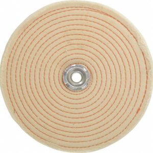 DICO Unmounted Spiral Sewn Buffing Wheel: 8" Dia, 1/2" Thick, 1/2" Arbor Hole Dia 7000248