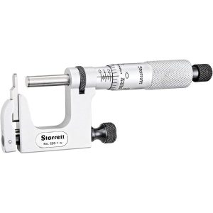 STARRETT 0 to 1 Inch Range, Carbide Face, Satin Chrome Coated, Mechanical Multi Anvil Micrometer 66430