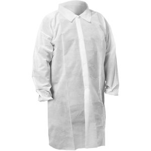 KLEENGUARD Disposable Jackets & Coats; Garment Style: Lab Coat ; Gender: Unisex ; Size: 2X-Large ; Cuff Style: Elastic Cuff ; Material: Polypropylene ; Closure Type: Snaps 67322
