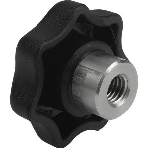 KIPP Star Lobed Knob: 32 mm Head Dia, 7 Points, Thermoplastic Elastomer, Black K0153.206