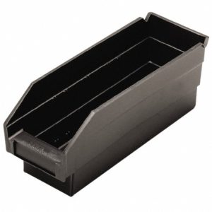 QUANTUM STORAGE Plastic Hopper Shelf Bin: Black QSB101CO