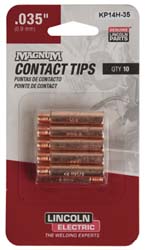 LINCOLN ELECTRIC 0.035" Wire OD, MIG Welder Tip Heavy Duty Air Cooled KP14H-35