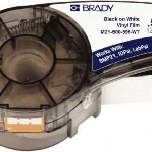 BRADY Label Maker Label: White, Vinyl, 1/2" OAW 142807