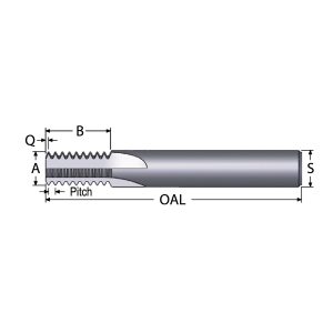 SCIENTIFIC CUTTING TOOLS Straight Flute Thread Mill: Internal, 3 Flutes, 1/4" Shank Dia, Solid Carbide TM3-.5MM-A