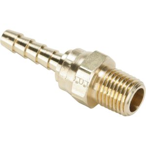 PARKER Barbed Hose Fitting: 3/8" x 3/8" ID Hose, Male Connector 125HBLSV-6-6