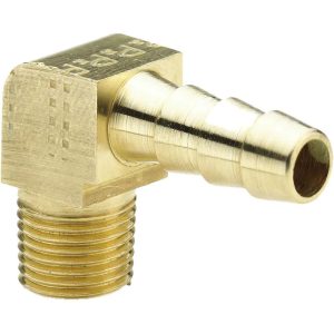 PARKER Barbed Hose Fitting: 1/4" x 1/4" ID Hose, Elbow 129HB-4-4
