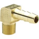 PARKER Barbed Hose Fitting: 1/4" x 3/8" ID Hose, Elbow 129HB-6-4