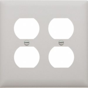PASS & SEYMOUR 2 Gang, 4-11/16 Inch Long x 2-15/16 Inch Wide, Standard Outlet Wall Plate TP82W