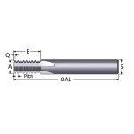 SCIENTIFIC CUTTING TOOLS Straight Flute Thread Mill: 3/8-16, Internal, 4 Flutes, 5/16" Shank Dia, Solid Carbide TM290-16A