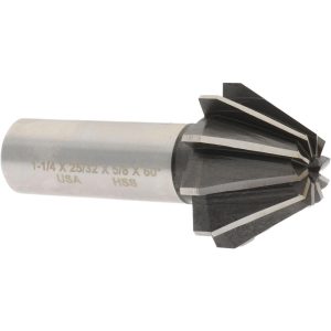 VALUE COLLECTION 1-1/4" Large x 1/2" Small Dia, 25/32" Width of Cut, 60&deg; Included Angle, 10 Teeth, High Speed Steel Face Angle Cutter FAC1250-60