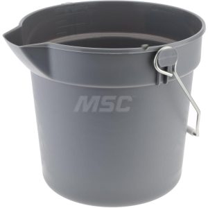 PRO-SOURCE 10 Qt, Plastic Round Gray Single Pail with Pour Spout 01252824