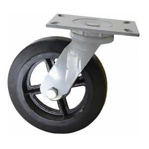 FAIRBANKS Swivel Top Plate Caster: Rubber, 6" Wheel Dia, 2" Wheel Width, 410 lb Capacity, 7-1/4" OAH W26-6-RT