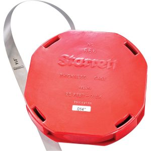 STARRETT Feeler Stock Roll: 0.014" Thick, 1/2" Wide, 25' Long, Tempered Steel 52811