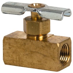 EATON Needle Valve: Straight, 1/8" Pipe, FNPT x FNPT End, Brass Body 6800