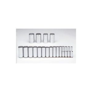 PROTO Socket Set: Deep, 19 Pc, 1/2" Drive, 3/8 to 1-1/2" J54105