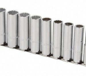 PROTO Socket Set: Deep, 15 Pc, 1/2" Drive, 10.00 to 24.00 mm J54207