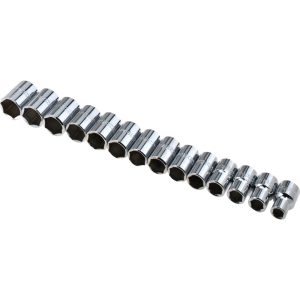 PROTO Socket Set: Standard, 15 Pc, 1/2" Drive, 10.00 to 24.00 mm J54205