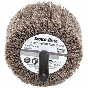 3M Mounted Flap Wheel: 2" Dia, 1" Face Width, Aluminum Oxide 7000121151