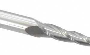 ACCUPRO Tapered End Mill: 3 deg Angle per Side, 1/8" Small Dia, 2" LOC, 3 Flute, Solid Carbide, Ball End 01734706