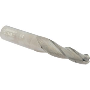 ACCUPRO Tapered End Mill: 3 deg Angle per Side, 1/2" Small Dia, 2-1/4" LOC, 3 Flute, Solid Carbide, Ball End 01734821