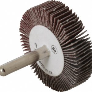 CGW ABRASIVES Mounted Flap Wheel: 2" Dia, 1/2" Face Width, 80 Grit, Aluminum Oxide 39926