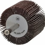 CGW ABRASIVES Mounted Flap Wheel: 2" Dia, 1-1/2" Face Width, 80 Grit, Aluminum Oxide 40005