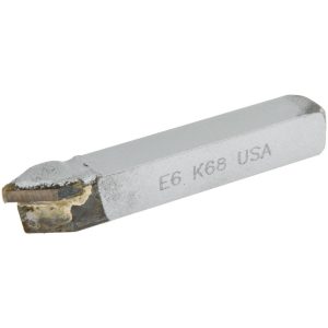 CLAPP & HANEY BRAZED TOOL Single Point Tool Bit: E-6, 3/8" Shank Width, 3/8" Shank Height, K68 Solid Carbide Tip, Neutral 47048