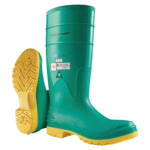 DUNLOP PROTECTIVE FOOTWEAR Work Shoe: Size 9, PVC, Steel Toe, Gumboot 87012.9