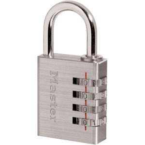 MASTER LOCK Combination Lock: Aluminum, 1-9/16" Wide, Chrome-Plated 643D