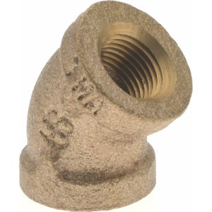 MERIT BRASS Brass Pipe 45 &deg; Elbow: 1/8" Fitting, Threaded, FNPT x FNPT, Class 125 X102-02