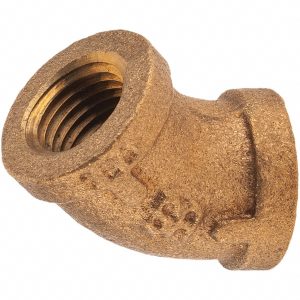 MERIT BRASS Brass Pipe 45 &deg; Elbow: 1/4" Fitting, Threaded, FNPT x FNPT, Class 125 X102-04
